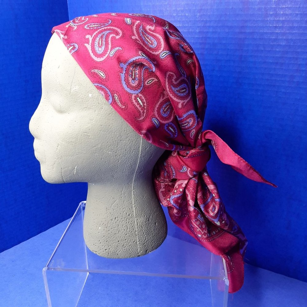 Paisley Sarah Coventry Scarf Vintage Square Head Neck Crimson Mauve Pink